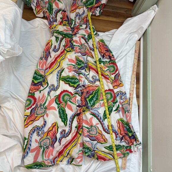 Anthropologie Katerina Button Front Dress Floral Puff Cream Motif Size S Floral - Picture 14 of 16